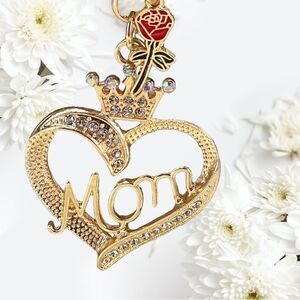 Deluxe Mom🌹Bag Charm/Key Ring l Gold hardware l New